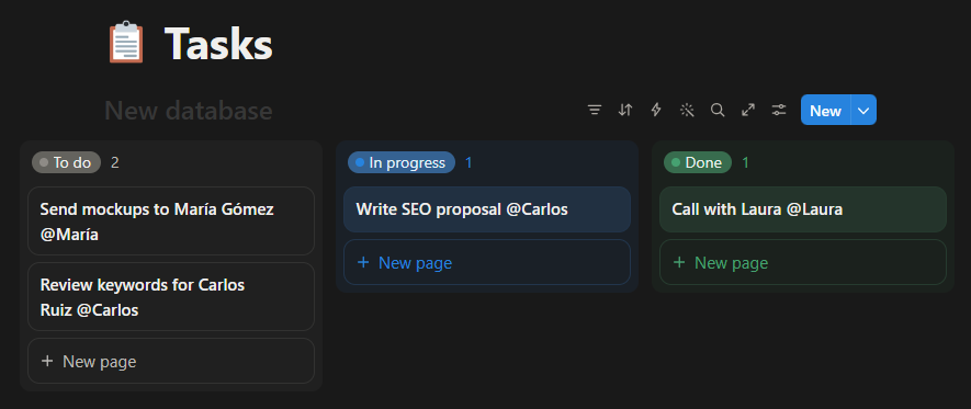Kanban board example
