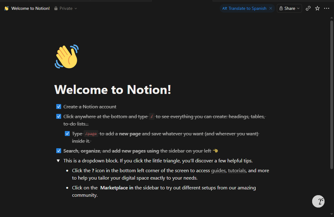 Notion account creation